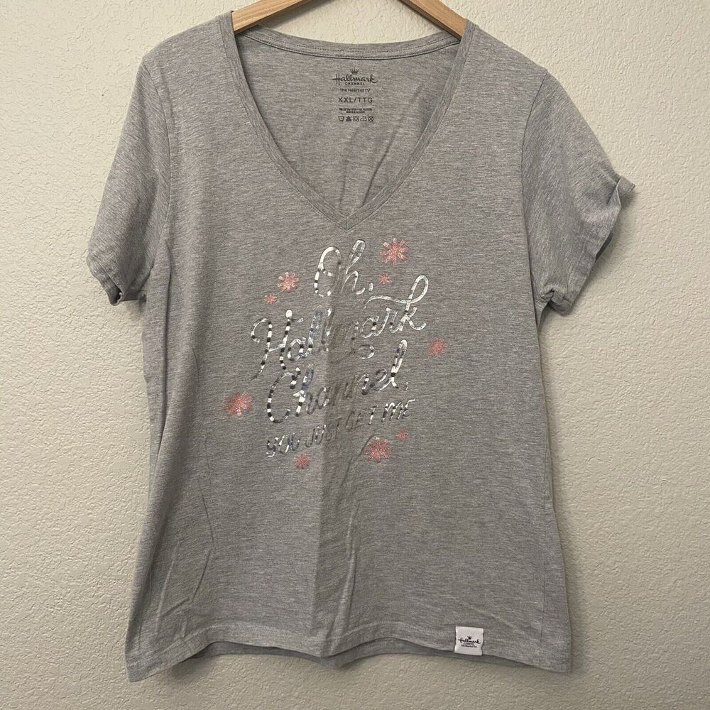 “Oh Hallmark Channel You Just Get Me” Short Sleeve T-Shirt Size XXL Gray EUC